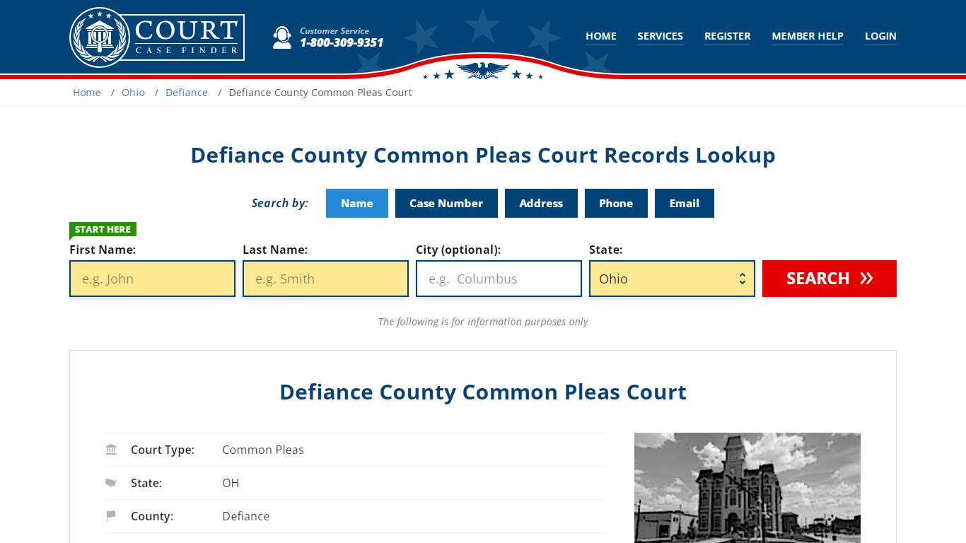 Defiance County Common Pleas Court Records Lookup